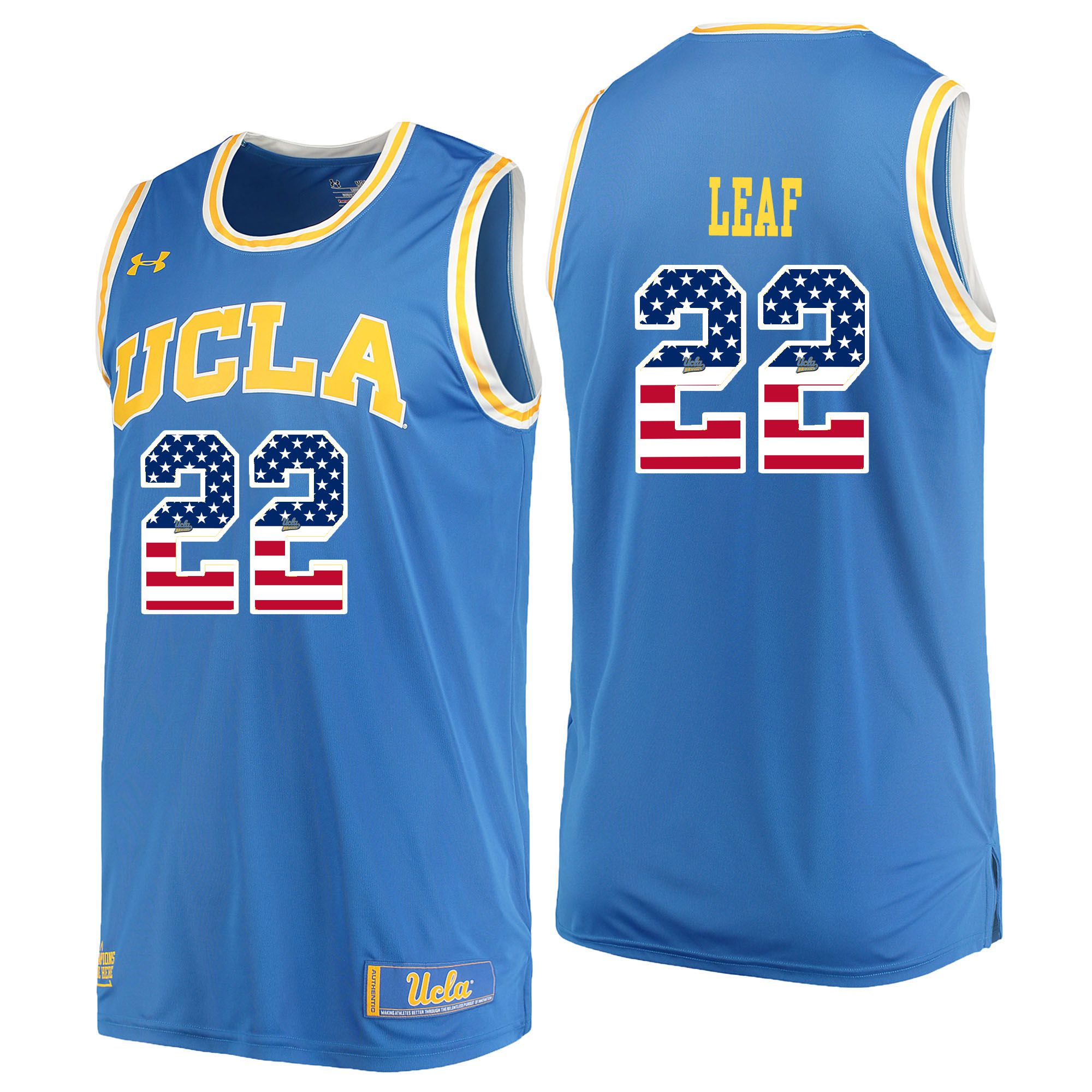 Men UCLA UA #22 Leaf Light Blue Flag Customized NCAA Jerseys